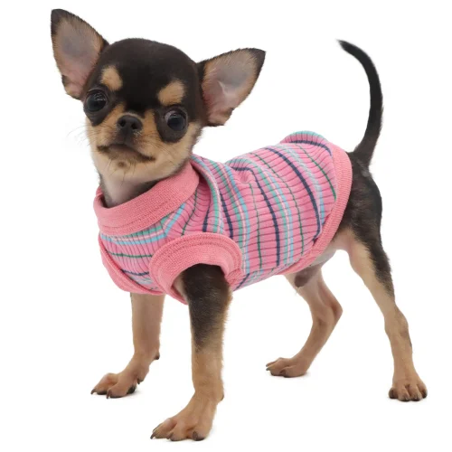 Chihuahua Sized Pink Rib Dog Tank Tea Shirt