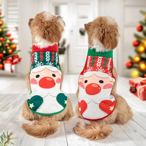 Christmas Santa Warm Fleece Vest; Sizes S–XL for Small/Medium Dogs